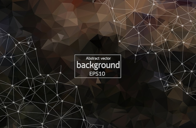 Abstract dark Polygonal Space Background with Connecting Dots and Lines.