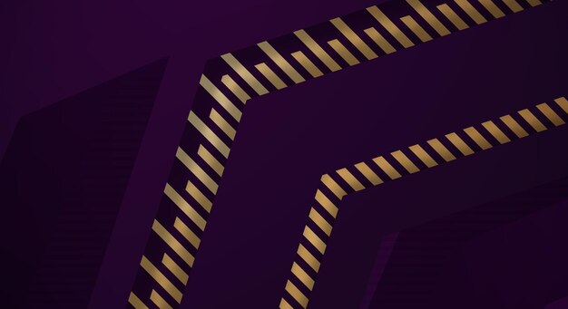 Abstract Dark Purple Background with Gold Line Arrow Direction Geometric Triangle Modern Futuristic