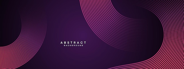 Abstract Dark Purple and Pink Waving circles lines Technology Background gradient with glowing lines shiny geometric shape and diagonal for brochure cover poster banner website header