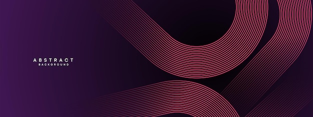 Абстрактная темно-фиолетовая и розовая волновая круговая линия Технология Фонный градиент с светящимися линиями блестящая геометрическая форма и диагональ для брошюры обложка плакат баннер заголовок сайта