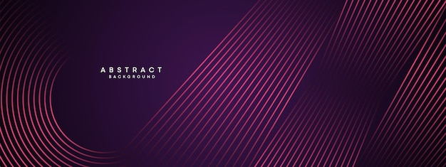 Vettore abstract viola scuro e rosa linee di cerchi ondulati tecnologia gradiente di sfondo con linee luminose forma geometrica lucida e diagonale per copertina di brochure poster banner header del sito web