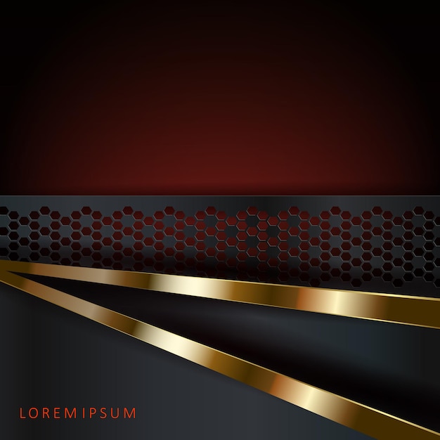 Vector abstract dark red design with a patterned frame and gold stripes