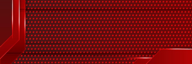 추상 어두운 빨간색 금속 탄소 중립 겹침 빛 육각 메쉬 디자인 현대 럭셔리 미래 기술 배경 게임 기술 넓은 배너 벡터 일러스트 레이 션
