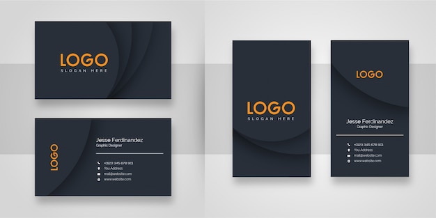 Abstract Dark Shape Business Card Template