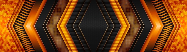 Vector abstract dark technology with gradient light orange banner
