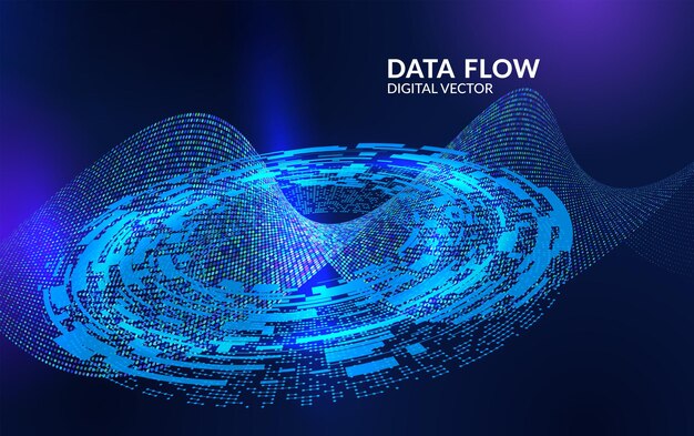 Abstract data flow vector with glowing digital lines and big data stream visualization Perfect for analytics data transfer and technology background concepts