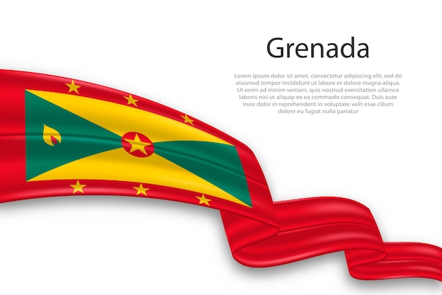 Abstract De golvende vlag van Grenada op een witte achtergrond