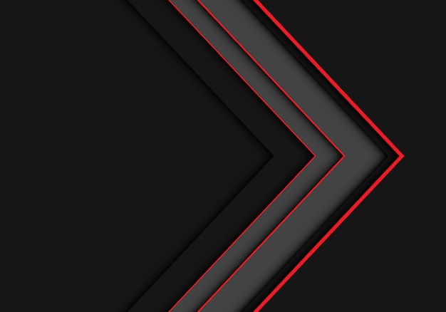 Abstract de richtingsymbool van de rode lijnpijl op donkere achtergrond.