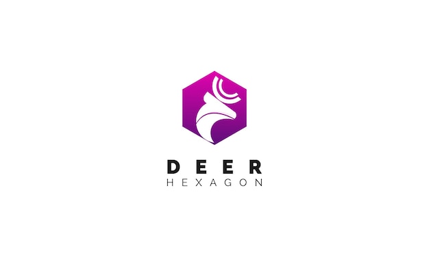 Abstract Deer Logo with Line and Hexagon Concept