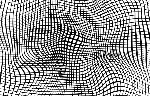 Abstract deformation of the grid Distorted wave monochrome texture Wavy mesh structure