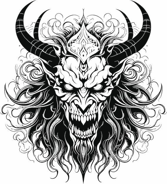 Abstract Demon Face Vector Illustration An Enigmatic Symbol of Otherworldly Power