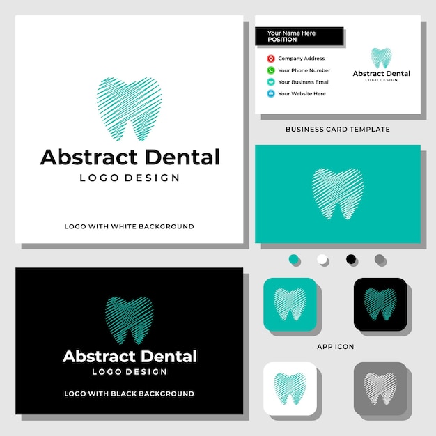 Design astratto del logo del dentista con modello di biglietto da visita