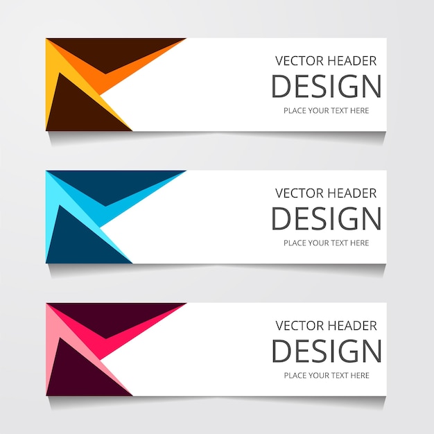 Vector abstract design banner web template with three different color layout header templates modern vector illustration