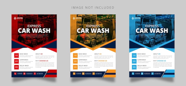 Vector abstract design car wash flyer bundle creative car wash flyer collection automobile detailing
