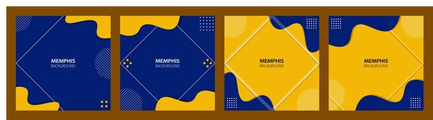 Vector abstract design of colorful memphis background. trendy square template.