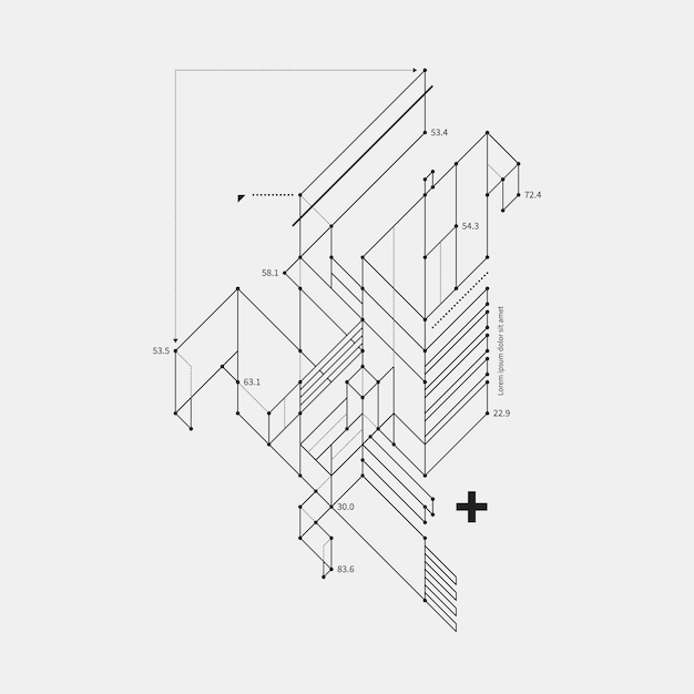 Vettore elemento di disegno astratto in stile bozza su sfondo bianco. utile per stampe e poster techno.