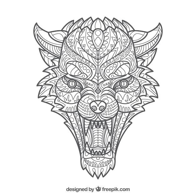 Abstract design of ethnic wolf 