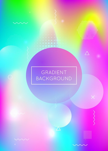 Abstract design round iridescent template neon pattern retro