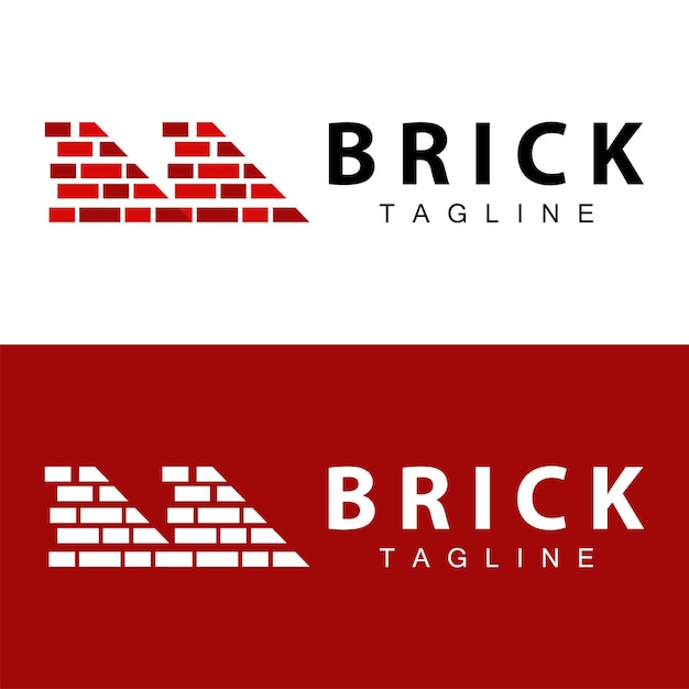 Абстрактный дизайн простой красный кирпичный логотип векторная иллюстрация шаблона строительного материала
