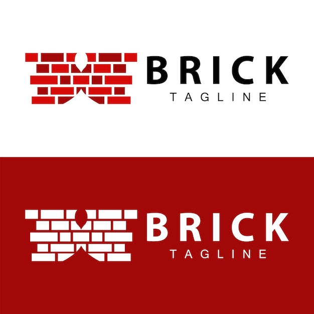 Abstract design simple red brick logo vector building material template illustration