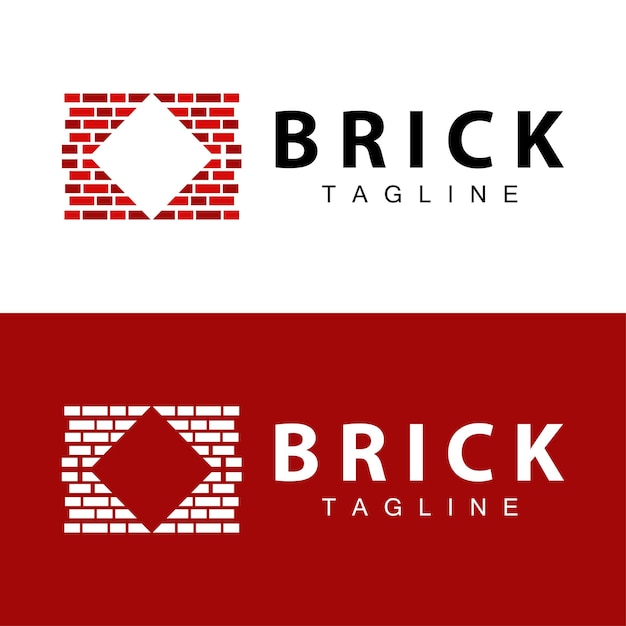 Abstract design simple red brick logo vector building material template illustration