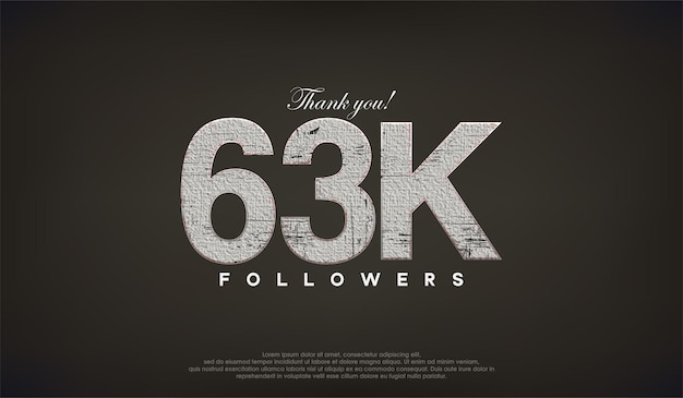 Abstract design thank you 63k followers with gray color
