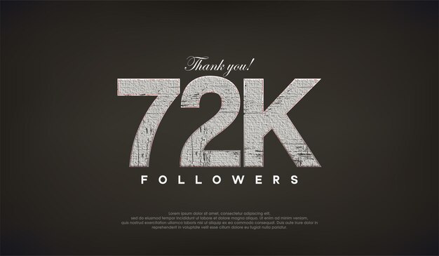 Vector abstract design thank you 72k followers with gray color