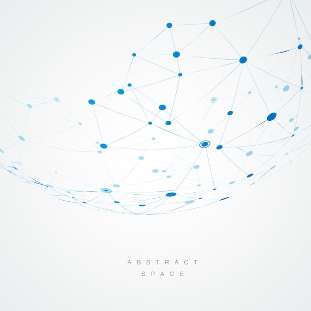 青い複合線とドットで抽象的なデザイン