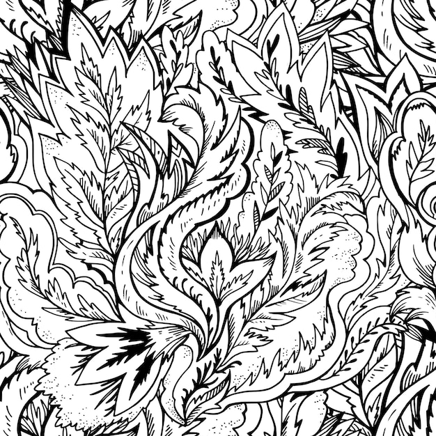 Абстрактный подробный орнамент с органическими цветочными и растительными мотивами Барокко бесшовный рисунок Векторная иллюстрация