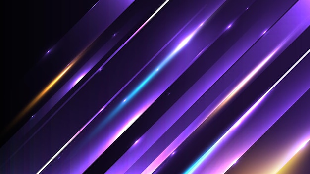抽象的な斜めの形状のジオメトリ紫ネオンライト高速移動の背景