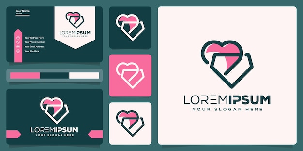 abstract diamond and love logo design