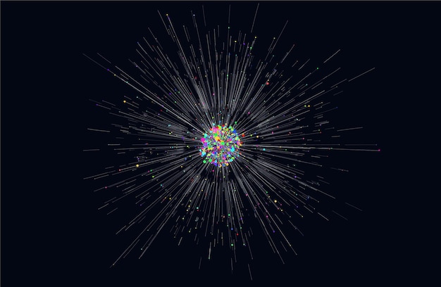 abstract digital background big data light line pattern circle vector design network space dot energy ai explosion futuristic science cyber burst flow concept color particle wave motion
