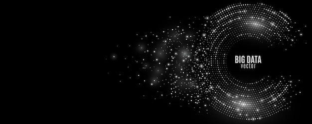 abstract digital circles of blue glowing dots information particles in a neural network big data visualization into cyberspace futuristic background vector