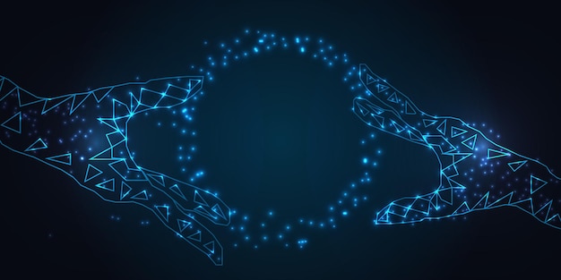 abstract digital hands forming a sphere