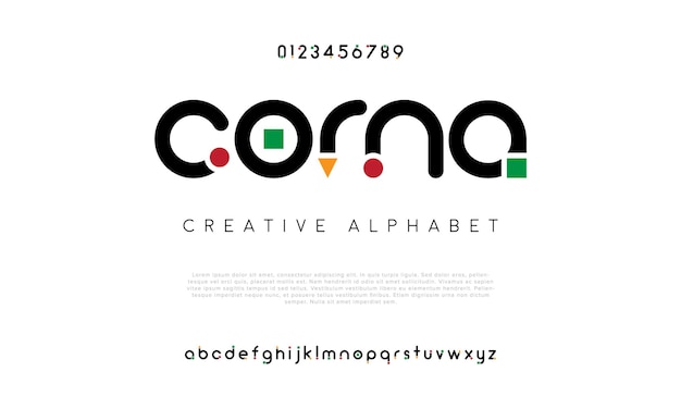 Alfabeto dei font del logo digitale astratto font urbani moderni e minimali per la tipografia del marchio del logo