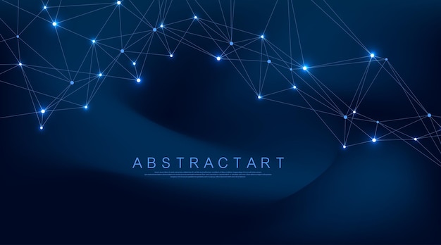 Abstract digital network connection structure on blue background artificial intelligence and enginee...