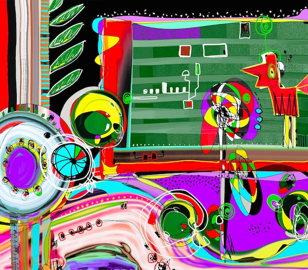 Pittura digitale astratta colorazione composizione di arte moderna contemporanea illustrazione vettoriale