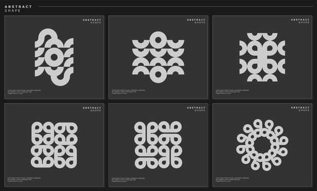 Vector abstract digital technology line circle square logo design set