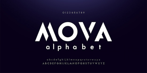 Vettore caratteri moderni di alfabeto di tecnologia digitale astratta