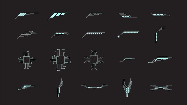 Абстрактные цифровые технологии UIUX Futuristic HUD FUI Virtual Interface Tech элементы вектора