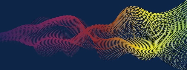 Vector abstract digital wave of particles flow