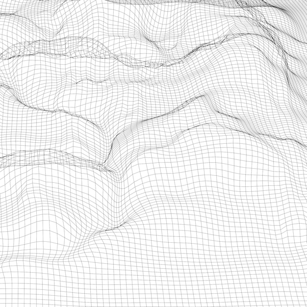 Abstract digital wireframe landscape background. cyber or technology background