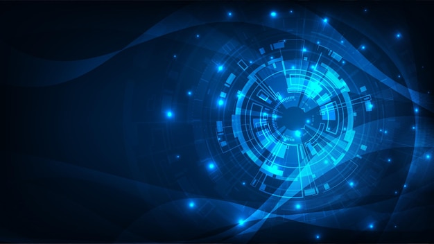 Abstract digitale tech circle technologie met internet netwerk concept futuristische blauwe achtergrond