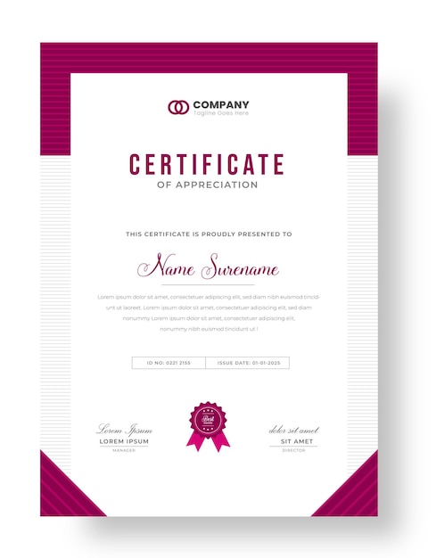 Abstract diploma certificate of appreciation or training graduation or course completion certificate