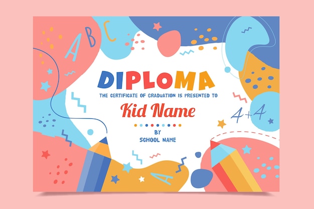 Abstract diploma template for kids