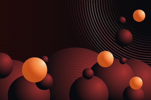 Abstract disco balls composition illustration with red and orange spheres background.