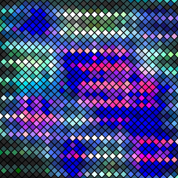 abstract disco mosaic background with shining neon squares