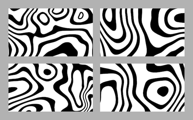 Abstract distorted black ink stripes background collection