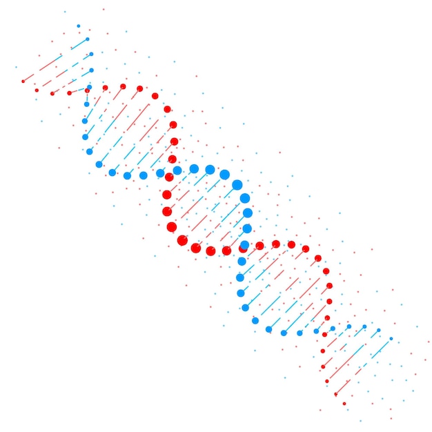 白い背景で隔離の抽象的なDNAチェーン構造バイオテクノロジーの概念ベクトル図