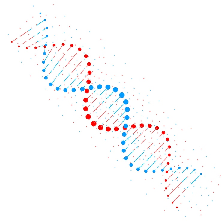 Vector abstract dna chain structure isolated on white background biotechnology concept vector illustration